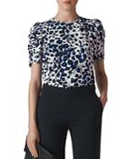 Whistles Ruched-sleeve Leopard-printed Top