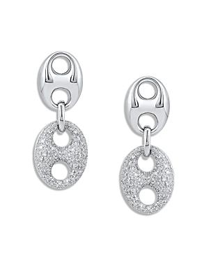Alberto Amati Sterling Silver Diamond Mariner Link Drop Earrings