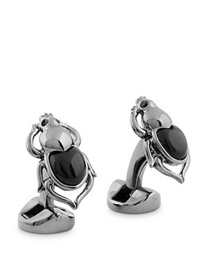 Zegna Rhodium Plated Swarovski Crystal 3d Scarab Cufflinks