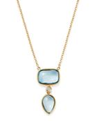 Olivia B 14k Yellow Gold Tiered Sky Blue Topaz & Diamond Drop Pendant Necklace, 17 - 100% Exclusive