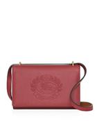 Burberry Embossed Crest Leather Wallet With Detachable Strap