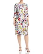 Adrianna Papell Plus Printed Floral Draped Dress