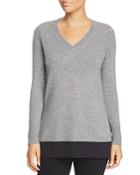 C By Bloomingdale's Contrast Hem Cashmere Sweater - 100% Exclusive