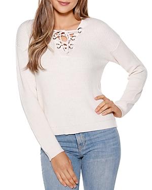 Belldini Lace Up V-neck Pullover Sweater