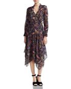 Maje Rista Paisley-print Tie-detail Midi Dress