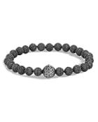 John Hardy Blackened Sterling Silver Classic Chain Jawan Beaded Bracelet