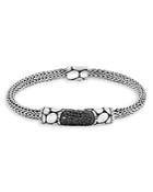 John Hardy Sterling Silver Kali Black Sapphire & Black Spinel Woven Chain Bracelet