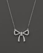 Diamond Bow Pendant Necklace In 14k White Gold, .25 Ct. T.w.