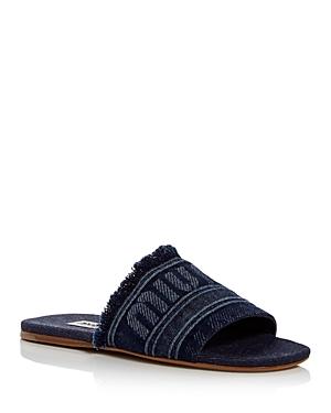 Miu Miu Women's Denim Logo Slide Sandals