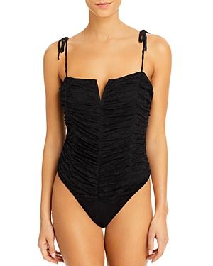 Aqua Ruched Lace Thong Bodysuit - 100% Exclusive