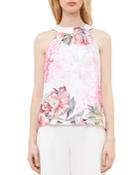 Ted Baker Chelle Painted Posie Twist-neck Top