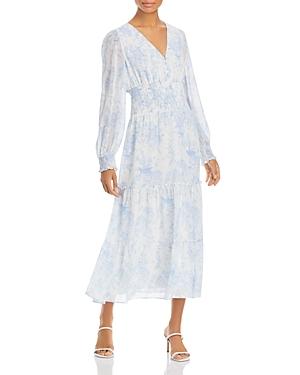 Lucy Paris Floral Print Smocked Midi Dress