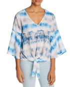 Status By Chenault Printed Tie-front Top