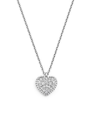 Diamond Pave Heart Pendant Necklace In 14k White Gold, .08 Ct. T.w. - 100% Exclusive