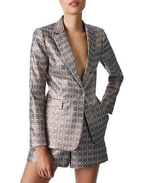 Alice And Olivia Macey Metallic Jacquard Blazer