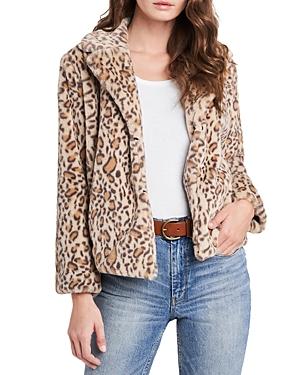 1.state Faux Fur Leopard Print Jacket