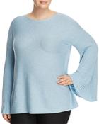 Vince Camuto Plus Ribbed Bell Sleeve Sweater