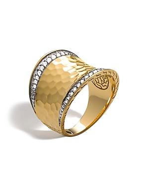 John Hardy Palu 18k Gold & Diamond Pave Small Saddle Ring