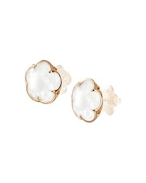 Pasquale Bruni 18k Rose Gold Milky Quartz Floral Stud Earrings