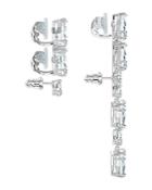 Swarovski Millenia Mismatched Triangle Ear Cuffs And Stud Earring