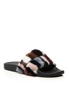 Rebecca Minkoff Sammi Mink Fur Pool Slide Sandals