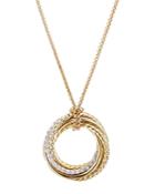 David Yurman 18k Yellow Gold Crossover Diamond Pendant Necklace, 18