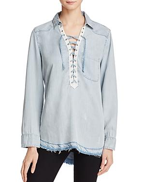 Vintage Havana Chambray Lace-up Top