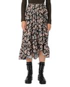 Maje Jisley Ruffled Paisley Print Midi Skirt