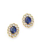 Bloomingdale's Blue Sapphire & Diamond Oval Stud Earrings In 14k Yellow Gold - 100% Exclusive