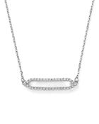 Diamond Geometric Pendant Necklace In 14k White Gold, 16