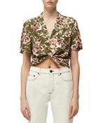 French Connection Floriana Printed Tie-front Cropped Top