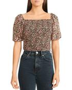 Bb Dakota Zandia Smocked Floral Print Top