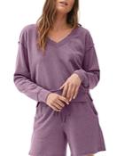 Michael Stars Camilla Cropped V Neck French Terry Sweatshirt
