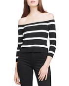 L'agence Conner Striped Off-the-shoulder Sweater