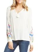 Karen Kane Embroidered Peasant Top