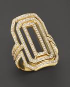 Diamond Art Deco Statement Ring In 14k Yellow Gold, 1.0 Ct. T.w.