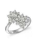 Diamond Flower Two-stone Wrap Ring In 14k White Gold, 1.50 Ct. T.w.