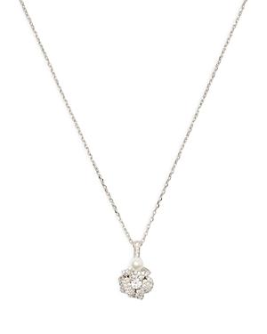 Kate Spade New York Bouquet Toss Cubic Zirconia & Imitation Pearl Flower Cluster Pendant Necklace In Silver Tone, 17-20