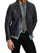 John Varvatos Collection Slim Fit Asymmetrical Zip Leather Jacket