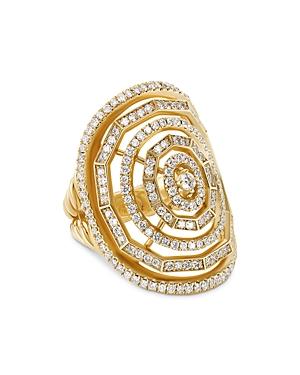 David Yurman Stax Statement Ring In 18k Yellow Gold With Full Pave Diamonds