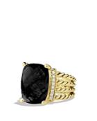 David Yurman Wheaton Ring With Black Onyx & Diamonds In Gold