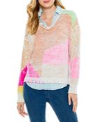 Nic And Zoe Mosaic Sunrise Color Block Sweater