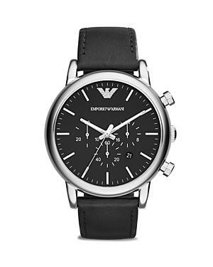 Emporio Armani Black & Stainless Steel Chronograph Watch, 46mm