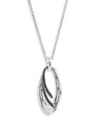John Hardy Sterling Silver Black Sapphire & Black Spinel Bamboo Loop Long Pendant Necklace, 32-34