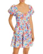 Aqua Floral Puff Sleeve Dress - 100% Exclusive