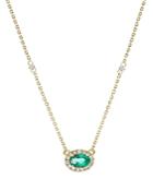 Bloomingdale's Emerald & Diamond Halo Pendant Necklace In 14k Yellow Gold, 17 - 100% Exclusive