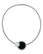 David Yurman Sterling Silver Dy Elements Onyx, Mother Of Pearl And Diamond Eclipse Interchangeable Necklace, 15