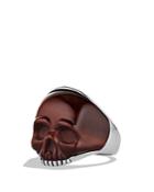 David Yurman Waves Carved Skull Ring With Red Tiger's Eye