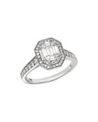 Bloomingdale's Diamond Mosaic & Halo Statement Ring In 14k White Gold, 1.0 Ct. T.w. - 100% Exclusive