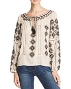 Love Sam Embroidered Peasant Top